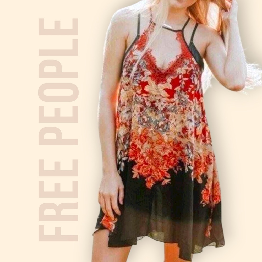Free People Intimately Women’s Medium Floral Haze Printed Lace Mini Slip Dress